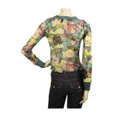 Angelo Marani Glam Multicolor Cats and Owls Sheer Blouse Top size IT 42