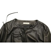 Rene Lezard lambskin Ultra Soft Leather Collarless Jacket Size 36 hook eye