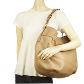 Car Shoe Taupe Pebbled Leather Gold tone HW Hobo Shoulder Bag Handbag w. Charm