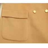 Valentino Double-breasted beige wool coat gold buttons militaire style stand up collar