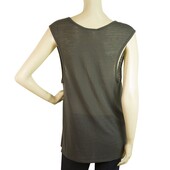 Helmut Lang Gray Long Blouse Wide Cap Sleeves T-Shirt Top Size S