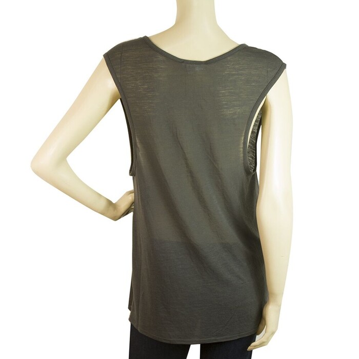 Helmut Lang Gray Long Blouse Wide Cap Sleeves T-Shirt Top Size S