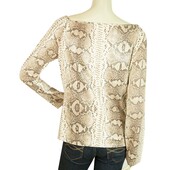 Blugirl Blumarine Beige Snake Skin Print W. Shine Long Sleeve Top sz 48