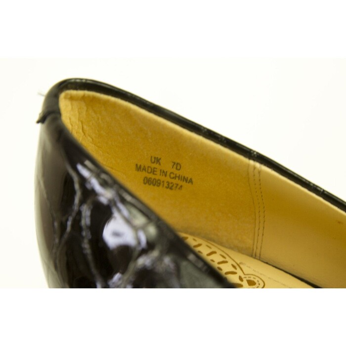 Clarks Black Croco Embossed Patent Leather Pointed Toe Pumps Heels Shoes UK 7