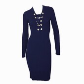 Michael Kors Navy Blue Viscose Knit Long Sleeves Mini Dress size S