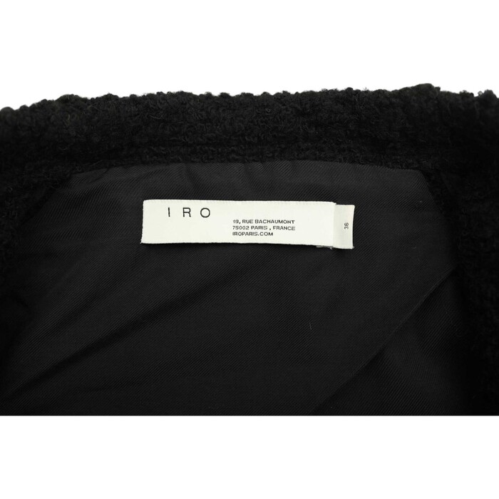 IRO Vipeana Black Boucle Wool Knit Belted Fitted Cardigan Wrap Jacket side 36