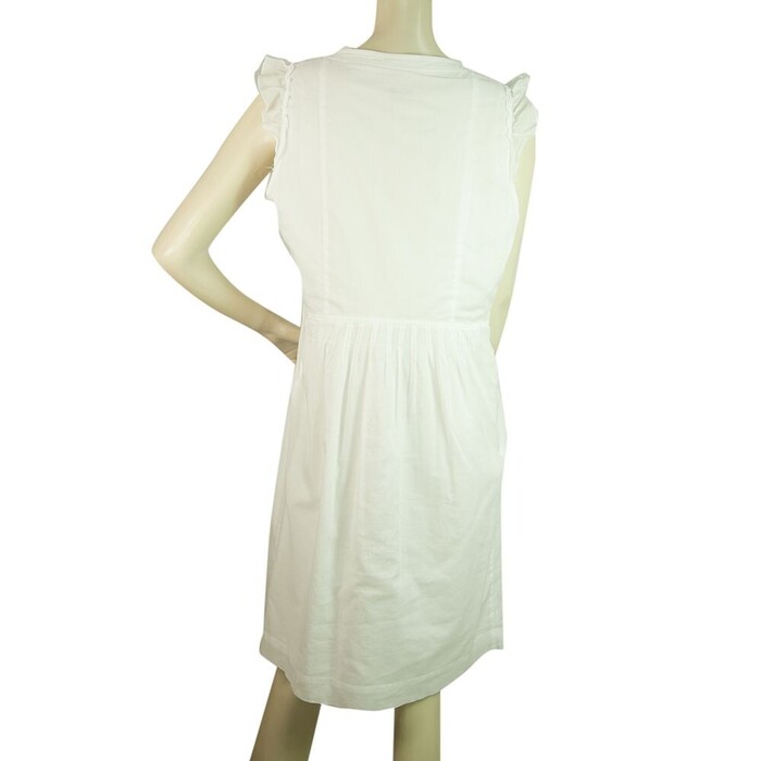 Burberry Brit Knee Length White Sleeveless Frill Details Summer Dress sz UK 12