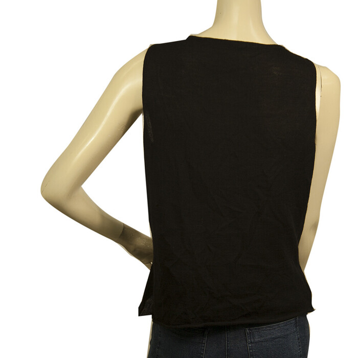 Maurizio Pecoraro Black 100% Cashmere Beaded Sleeveless Camisole cami Top Sz 42