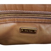 Miu Miu Large Sacca soft calf canella brown gold hardware top single handle bag