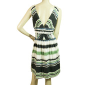 BCBG Max Azria Blue Green Gray Stripes Sleeveless Mini Length Dress size XS