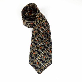 Yves Saint Laurent YSL Silk Gray Yellow Violin &amp; Roses Neck Tie Necktie