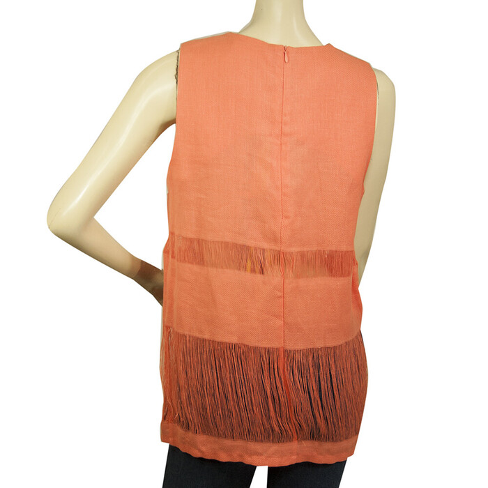 MSGM Orange 100% Linen Sleeveless Long Tank Top Blouse size 44