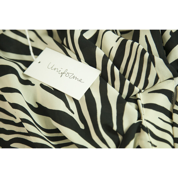 Uniforme Cream & Black Zebra Animal Print Cami Top Mini Skirt Set size S