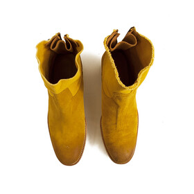 Zadig &amp; Voltaire Teddy Yellow Suede Leather &amp; Canvas Ankle Boot Booties Shoes 36