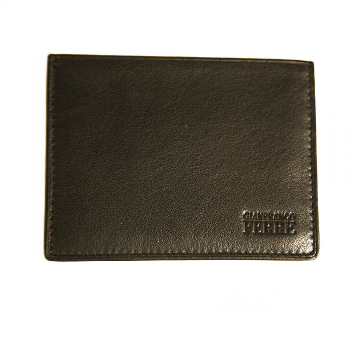 Gianfranco Ferre Black Leather New Unisex Men Card Case Holder Pocket Wallet