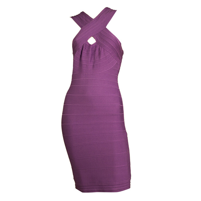 Herve Leger Purple Bandage Bodycon Sleeveless Mini length Dress size M