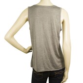 Fine Collection Ladies Gray 100% Silk Basic Tank Top Sleeveless T-Shirt sz M