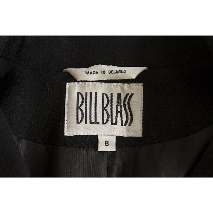 Bill Blass Black Angora Wool A Line Classic Warm Winter Coat size 8