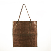 PRADA mini handbag tote bag in lizard embossed brown leather with double handles