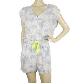 OneOnOne Tropical Printed Blue and White Playsuit Summer Romper Sz 2