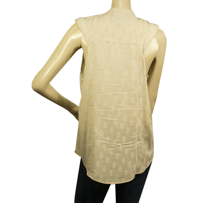 Zadig and Voltaire Texas Zac Deluxe Cream Zacquard Sleeveless Silk Top - Size M