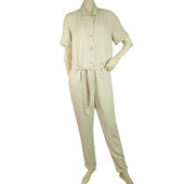 American Vintage Cream Soft Lyocell Short Sleeve Belted Overall Jumpsuit size S