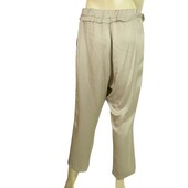 Milla Shiny Beige Elasticated Waist Cropped Viscose Trousers Pants size S