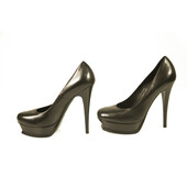 Yves Saint Laurent YSL Tribute Black Leather Round toe Platform Heels Pumps 40