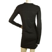 Barbara I Gongini Black Long Sleeves Mini Length Cotton Modal Dress