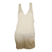 Helmut Lang White Beige Degrade Viscose Long Blouse Tank Sleeveless Top Size S