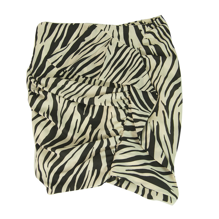 Uniforme Cream & Black Zebra Animal Print Cami Top Mini Skirt Set size S