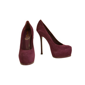 NWOB Yves Saint Laurent Purple Suede Tribute Tribtoo Heels Platform Pumps 40