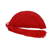 Denise Razzouk Red Braided Zip Opening w. Tassel Half Moon Clutch Bag Handbag