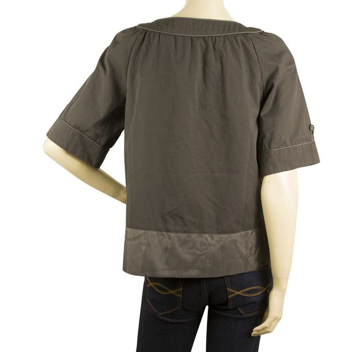 Thomas Burberry Gray Cotton Tunic Shirt Top Blouse w. Buttons size XS