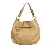 Car Shoe Taupe Pebbled Leather Gold tone HW Hobo Shoulder Bag Handbag w. Charm