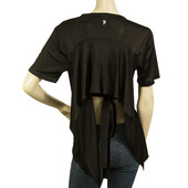 Dondup Black Viscose Open Back Bow Blouse Short Sleeve Top size M