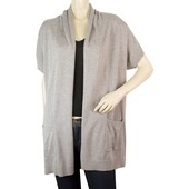 Michael by Michael Kors Gray Cotton Knit Long Open Front Cardigan Cardi sz L