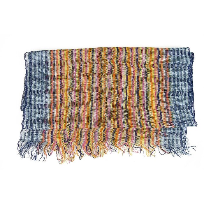 Missoni Multicolored Checked  Long Viscose Scarf Wrap Cache Col with fringes