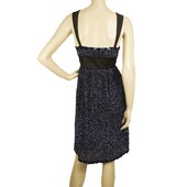 Duyan Midnight Blue Black Fully Sequined Knee Length Bow Dress size 42 It