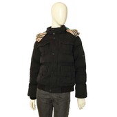 Burberry Black Puffer Removable Hood with Fur Trim Jacket size 14Y XS 164cm tall