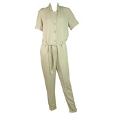 American Vintage Cream Soft Lyocell Short Sleeve Belted Overall Jumpsuit size S