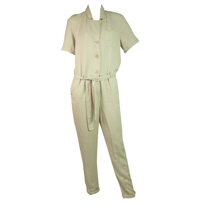 American Vintage Cream Soft Lyocell Short Sleeve Belted Overall Jumpsuit size S
