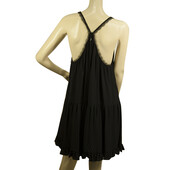 Dondup Black Viscose Mini Sleeveless Layered Ruffled Hem Spaghetti Dress size 40