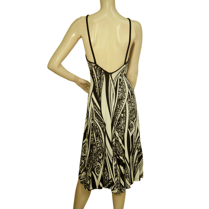 Just Cavalli Black & White Floral Sleeveless Open Back Knee Dress size 40