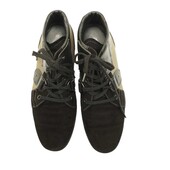 Tod's Black Suede Beige Canvas High Top Sneakers Shoes Lace Up size 37.5