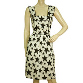 Viktor & Rolf Black & White Stars Pattern Cotton Sleeveless Knee Length Dress 42