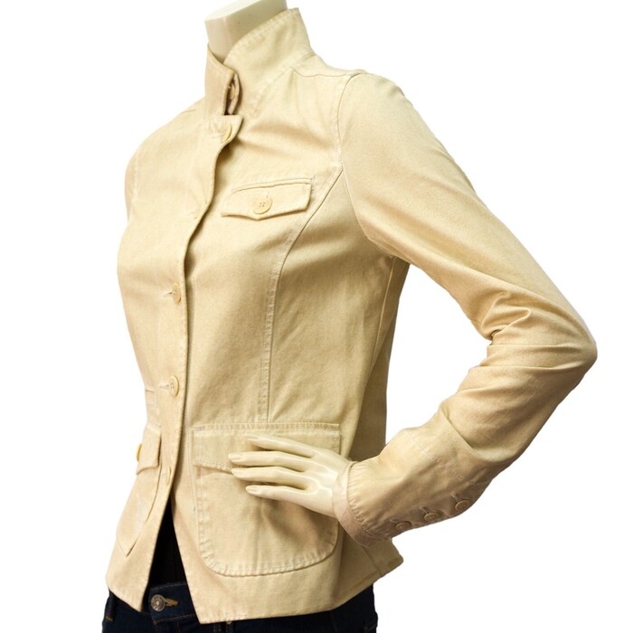 Women's Earl Jeans Beige Fitted Button Front Short Jacket Size P