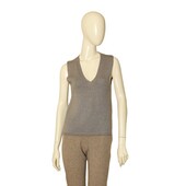 Iceberg Gray Wool Knit Gillet Vest V- Neckline Sleeveless Top