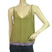 Scotch & Soda Green Velvet Purple Lace Sleeveless Camisole cami Top Size XS