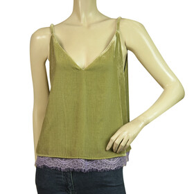 Scotch &amp; Soda Green Velvet Purple Lace Sleeveless Camisole cami Top Size XS